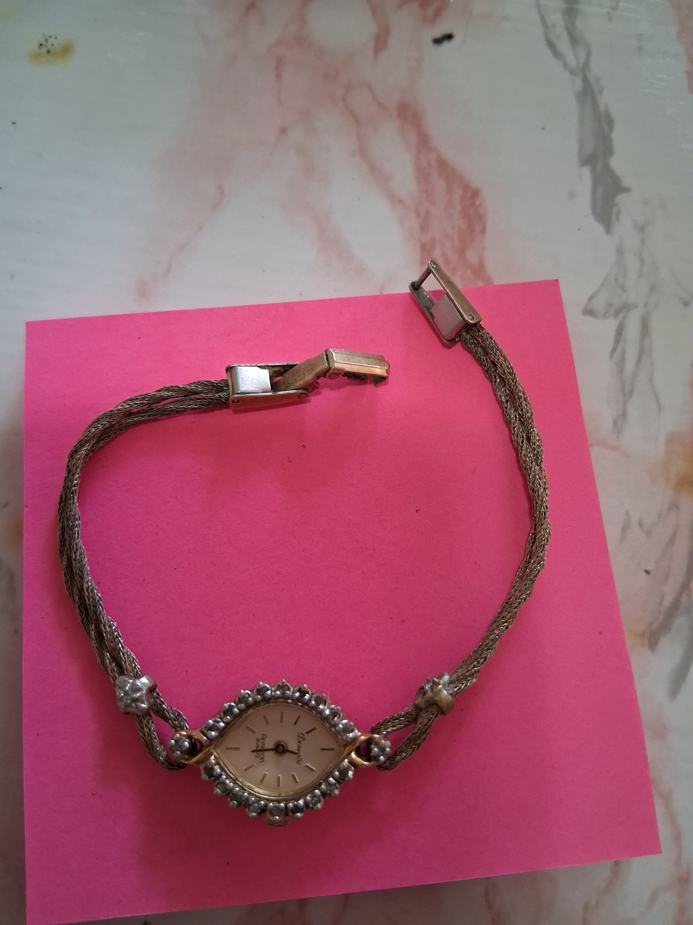 Source Unknown Silver-Tone Braided Bracelet Watch with Beaded Bezel